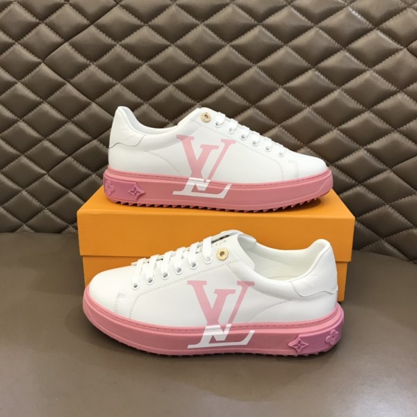 LOUIS VUITTON Time Out Low Top Stylish Skateboarding Shoes Women's White Pink