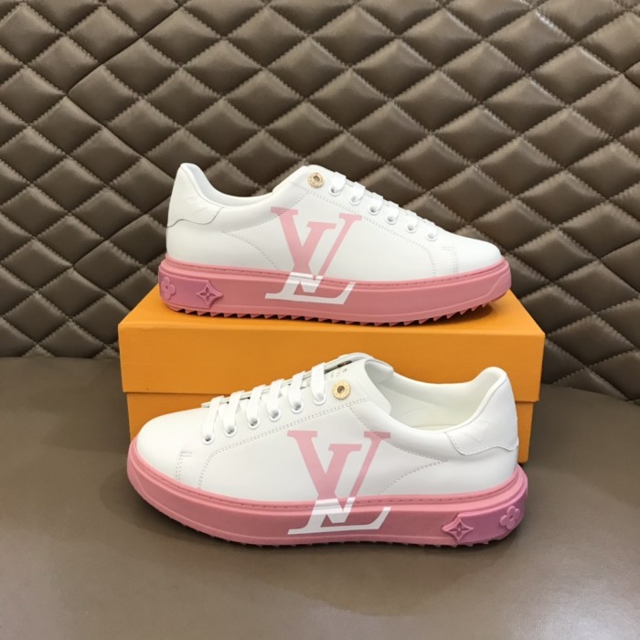 LOUIS VUITTON Time Out Low Top Stylish Skateboarding Shoes Women's White Pink