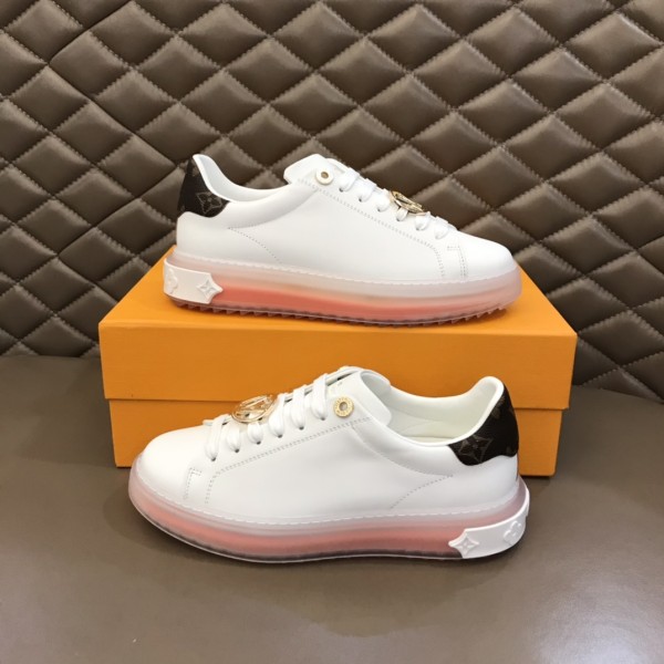 LOUIS VUITTON Time Out Low Top Stylish Skateboarding Shoes Women's White Orange