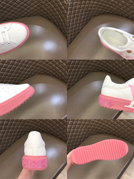 LOUIS VUITTON Time Out Low Top Stylish Skateboarding Shoes Women's White Pink