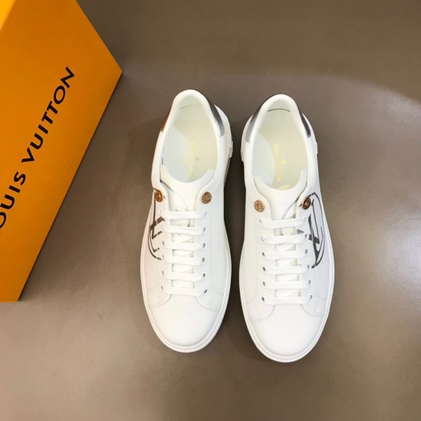 LOUIS VUITTON Time Out Stylish Skateboarding Shoes Women's White Gray