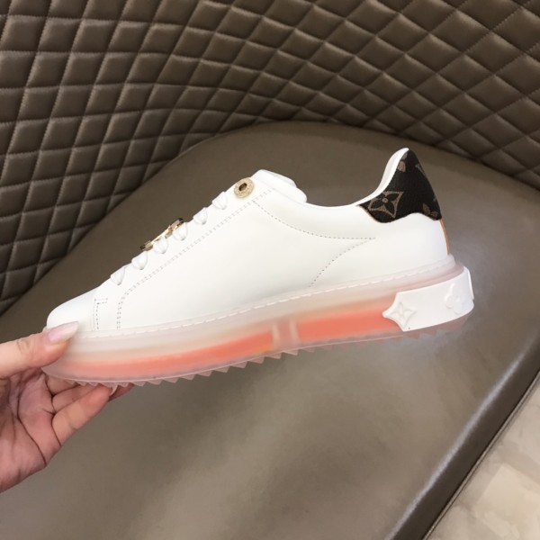 LOUIS VUITTON Time Out Low Top Stylish Skateboarding Shoes Women's White Orange