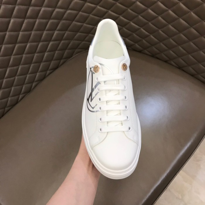 LOUIS VUITTON Time Out Stylish Skateboarding Shoes Women's White Gray