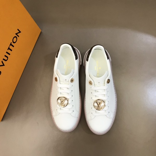 LOUIS VUITTON Time Out Low Top Stylish Skateboarding Shoes Women's White Orange