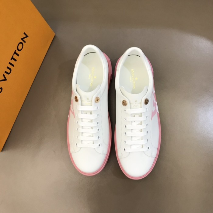 LOUIS VUITTON Time Out Low Top Stylish Skateboarding Shoes Women's White Pink
