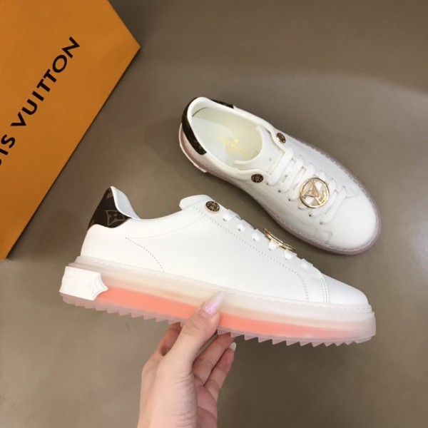 LOUIS VUITTON Time Out Low Top Stylish Skateboarding Shoes Women's White Orange