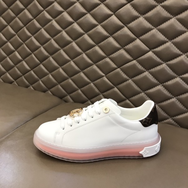 LOUIS VUITTON Time Out Low Top Stylish Skateboarding Shoes Women's White Orange
