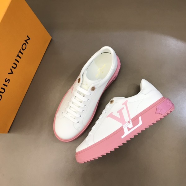 LOUIS VUITTON Time Out Low Top Stylish Skateboarding Shoes Women's White Pink