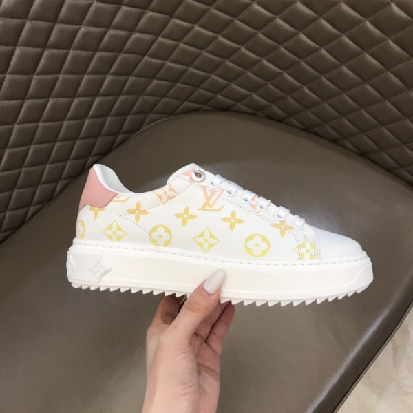 LOUIS VUITTON Time Out Sneakers 'White With Orange Ombre Monogram' Women's