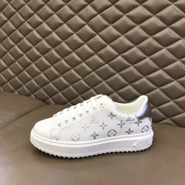 LOUIS VUITTON Time Out Sneakers 'White With Silver Monogram' Women's