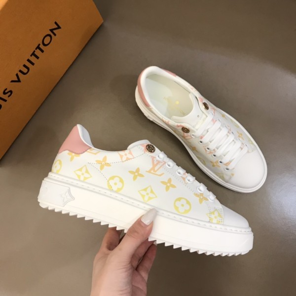 LOUIS VUITTON Time Out Sneakers 'White With Orange Ombre Monogram' Women's