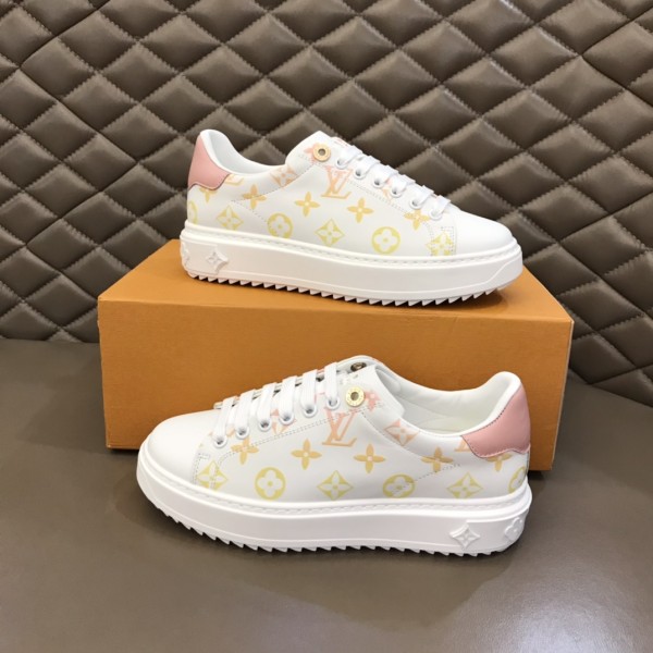 LOUIS VUITTON Time Out Sneakers 'White With Orange Ombre Monogram' Women's