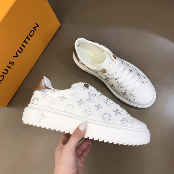 LOUIS VUITTON Time Out Sneakers 'White With Silver Monogram' Women's