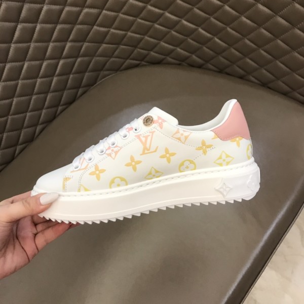 LOUIS VUITTON Time Out Sneakers 'White With Orange Ombre Monogram' Women's