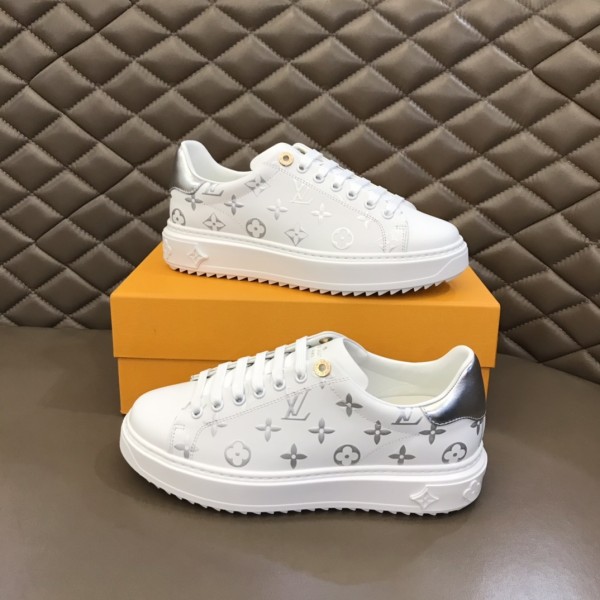 LOUIS VUITTON Time Out Sneakers 'White With Silver Monogram' Women's