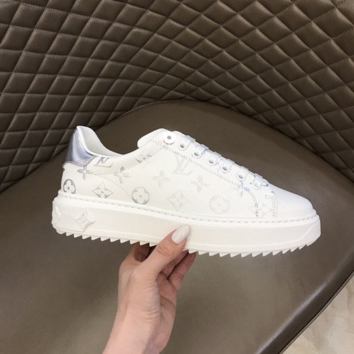 LOUIS VUITTON Time Out Sneakers 'White With Silver Monogram' Women's