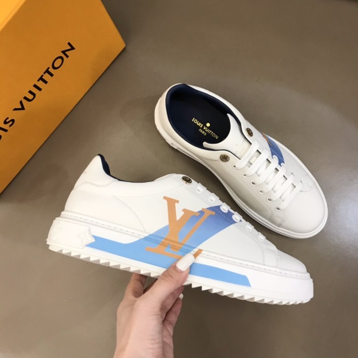 LOUIS VUITTON Time Out Low Top Stylish Skateboarding Shoes Women's White Blue