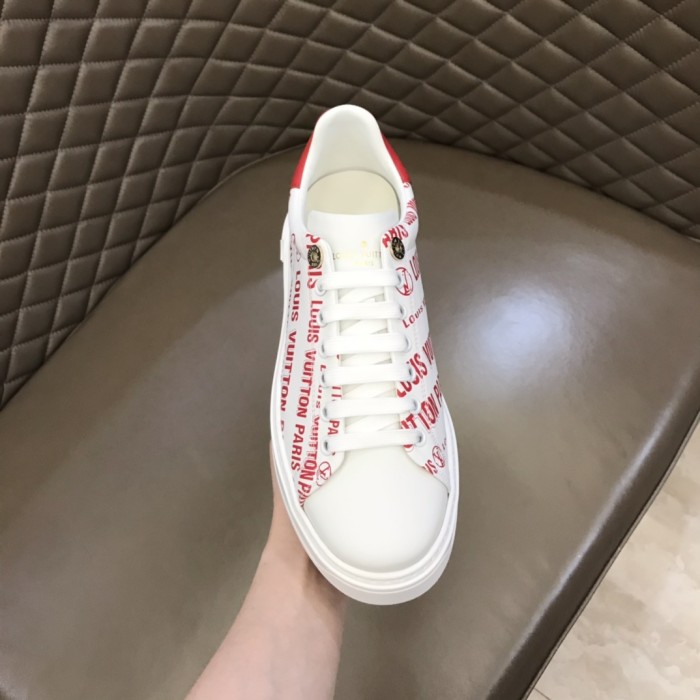 LOUIS VUITTON Time Out Low top Stylish Skateboarding Shoes White Red