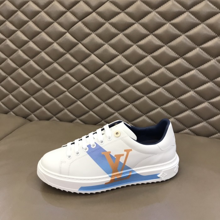 LOUIS VUITTON Time Out Low Top Stylish Skateboarding Shoes Women's White Blue