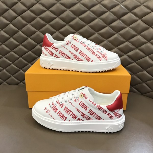 LOUIS VUITTON Time Out Low top Stylish Skateboarding Shoes White Red