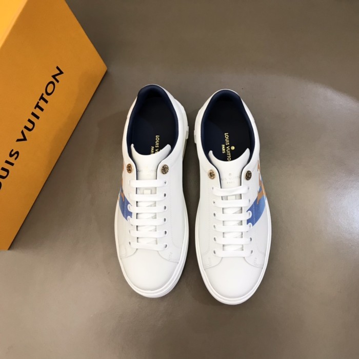 LOUIS VUITTON Time Out Low Top Stylish Skateboarding Shoes Women's White Blue