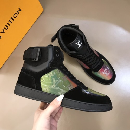 LOUIS VUITTON Rivoli Ankle Sneakers 'Black With Colorfull Monogram Patches'
