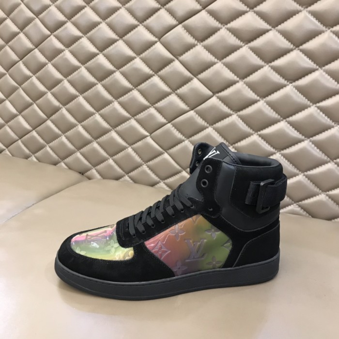 LOUIS VUITTON Rivoli Ankle Sneakers 'Black With Colorfull Monogram Patches'
