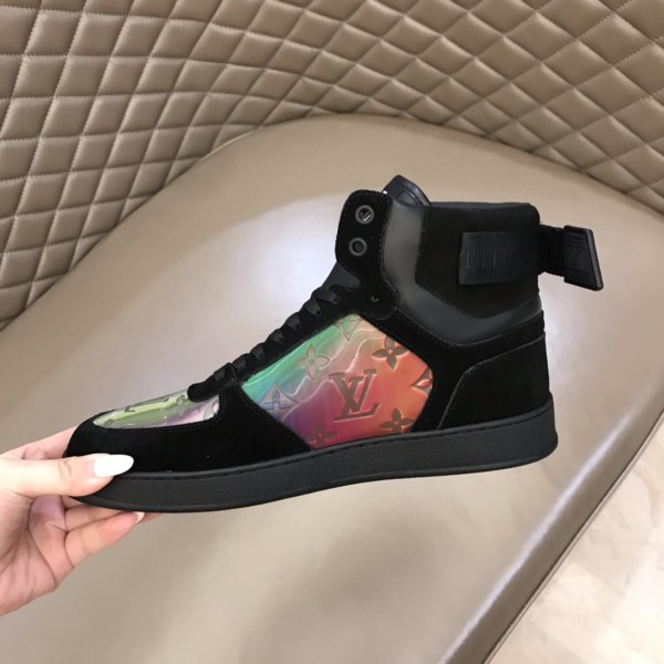 LOUIS VUITTON Rivoli Ankle Sneakers 'Black With Colorfull Monogram Patches'