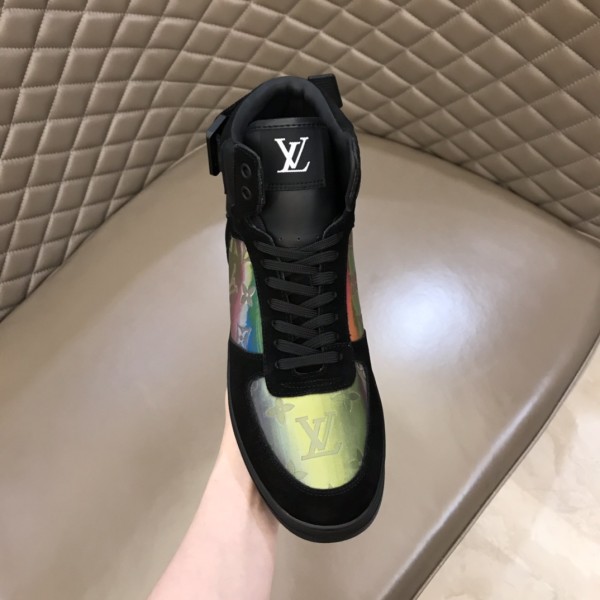 LOUIS VUITTON Rivoli Ankle Sneakers 'Black With Colorfull Monogram Patches'