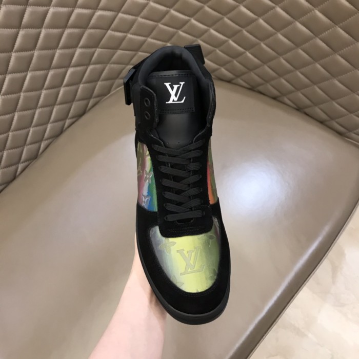 LOUIS VUITTON Rivoli Ankle Sneakers 'Black With Colorfull Monogram Patches'