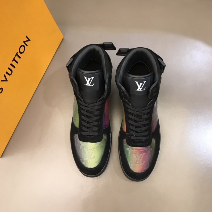 LOUIS VUITTON Rivoli Ankle Sneakers 'Black With Colorfull Monogram Patches'