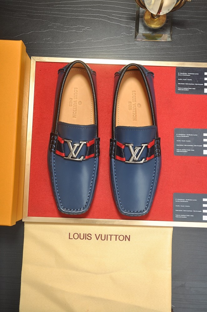 LOUIS VUITTON Monte Carlo Taïga Top Grain Cow Leather Casual Shoes Men's Dark Blue