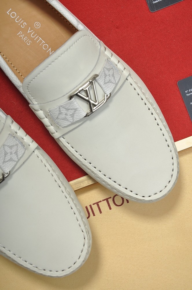 LOUIS VUITTON Hockenheim Leather Casual Shoes Men's White