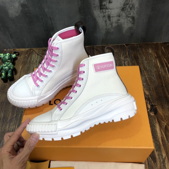 LOUIS VUITTON Squad Trainer Boots 'White Pink Brown' Women's