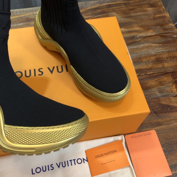 LOUIS VUITTON Archlight 1.0 Ankle Boots Women's Black Gold