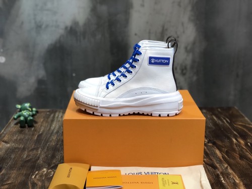 LOUIS VUITTON Squad Sports High top Casual Shoes Women's White Blue