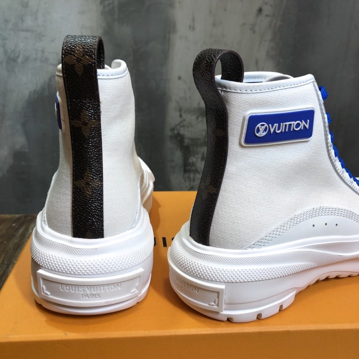 LOUIS VUITTON Squad Sports High top Casual Shoes Women's White Blue