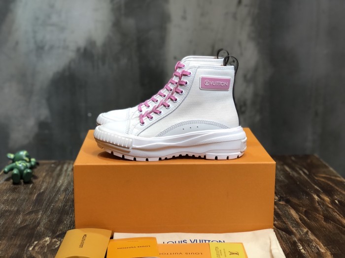 LOUIS VUITTON Squad Trainer Boots 'White Pink Brown' Women's