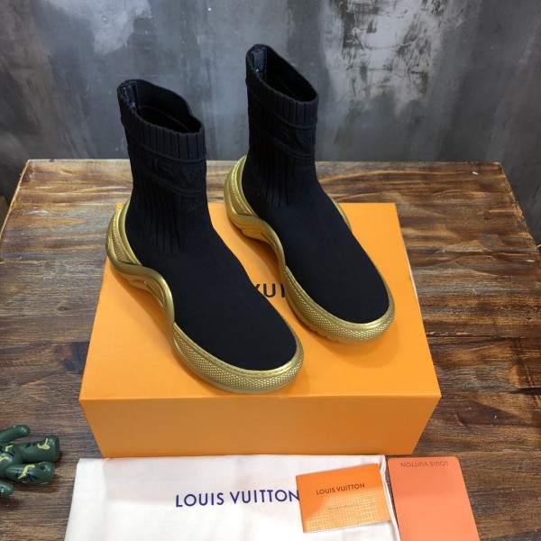 LOUIS VUITTON Archlight 1.0 Ankle Boots Women's Black Gold