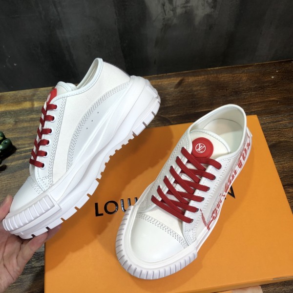 LOUIS VUITTON Squad Low top Stylish Skateboarding Shoes Women's White Red