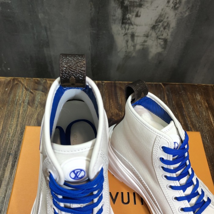 LOUIS VUITTON Squad Sports High top Casual Shoes Women's White Blue