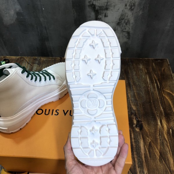 LOUIS VUITTON Square Suede Ankle Boots 'White Green' Women's