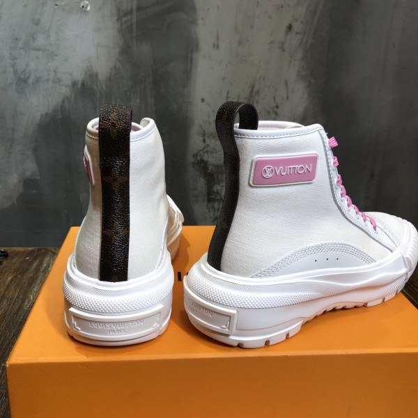 LOUIS VUITTON Squad Trainer Boots 'White Pink Brown' Women's