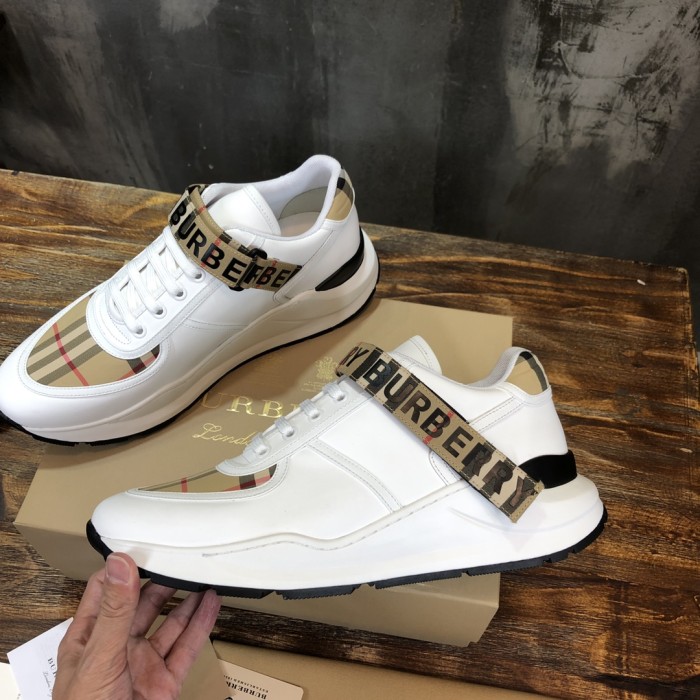 Burberry Vintage Check Leather Beige White