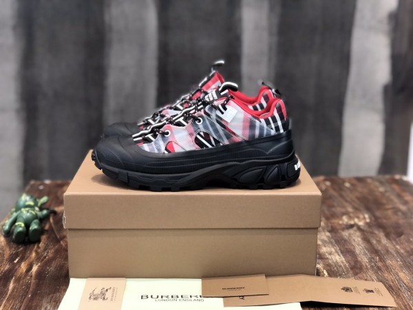 Burberry Arthur Cow Leather Low top Casual Shoes Red Black White