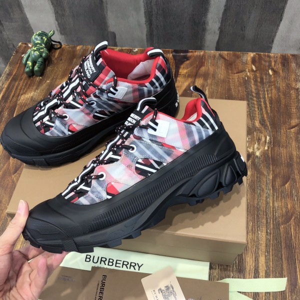 Burberry Arthur Cow Leather Low top Casual Shoes Red Black White