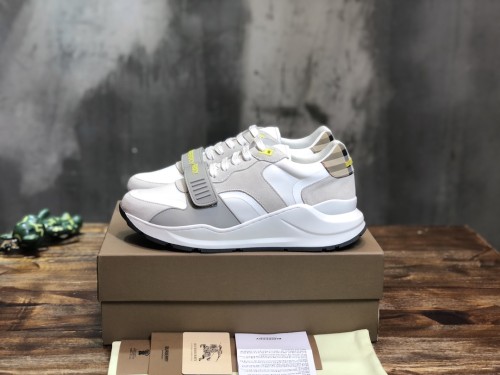 Burberry Cow Suede Low top Athletic Shoes White Gray