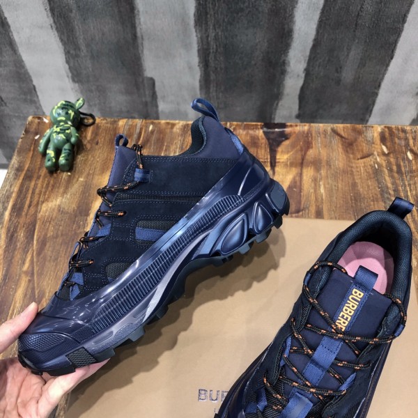 Burberry Arthur Split Suede Low top Athletic Shoes Marine Blue