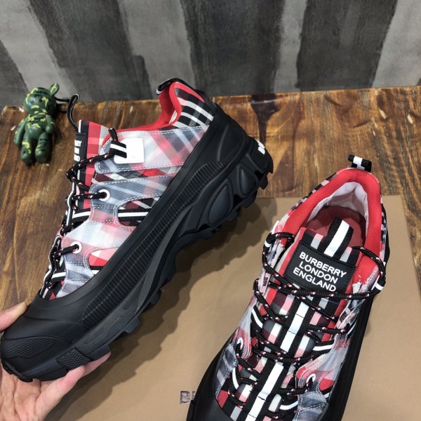 Burberry Arthur Cow Leather Low top Casual Shoes Red Black White