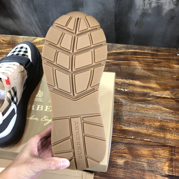 Burberry Ramsey Vintage Check Suede Leather Sneakers Grey Archive Beige